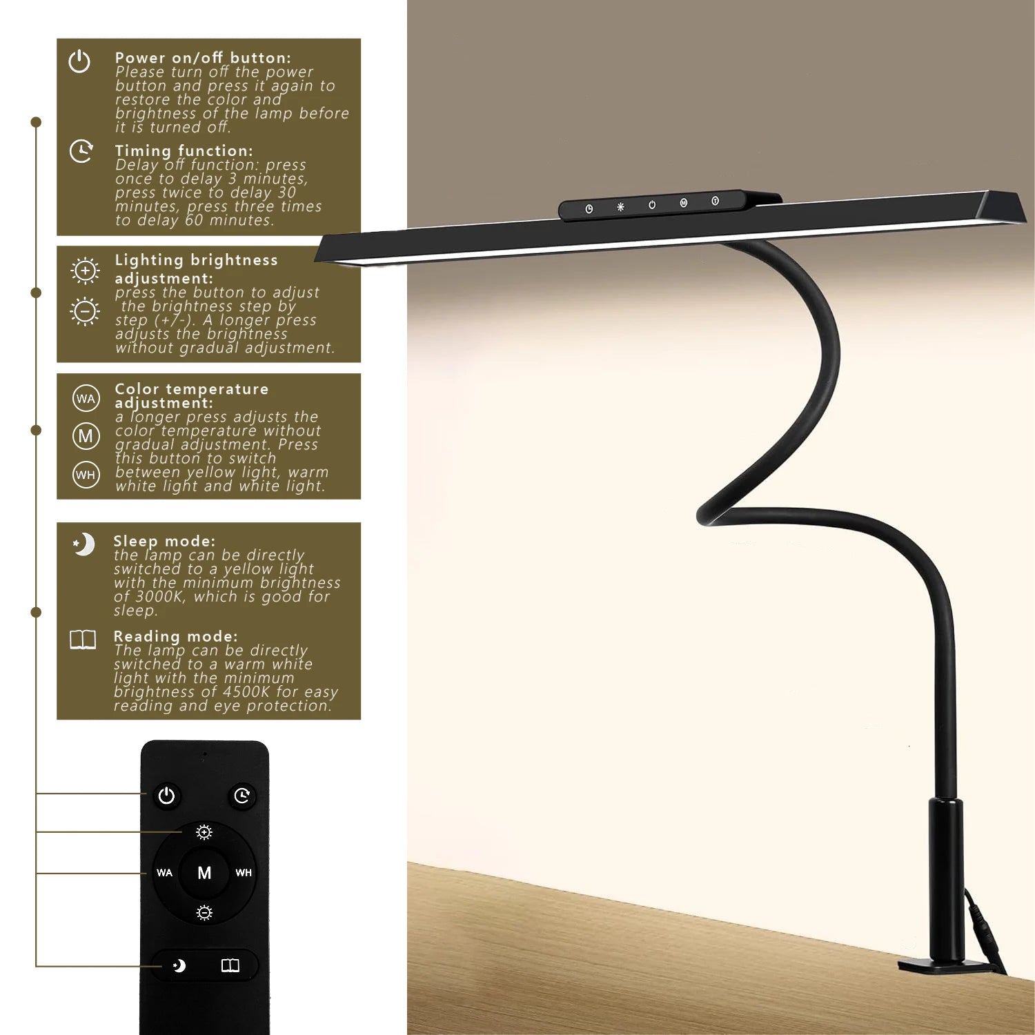 Stepless Dimming LED Desk Lamps